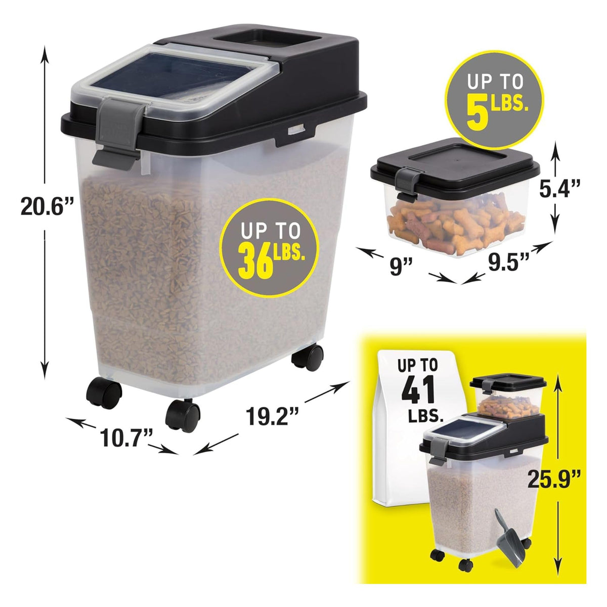 Airtight Dog Food Storage Container with Treat Container and Scoop X47492