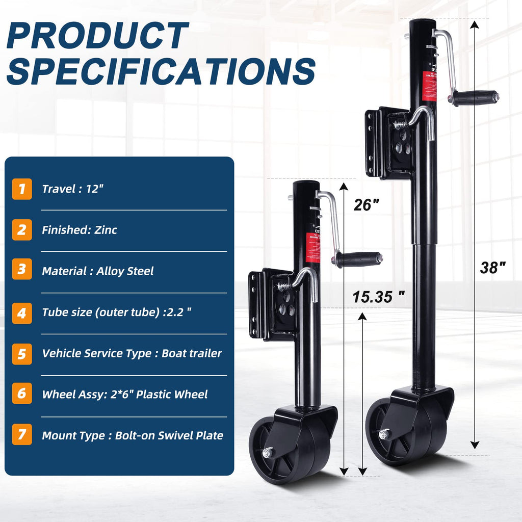 2000lbs Heavy Duty Swivel Trailer Jack with Wheel V570