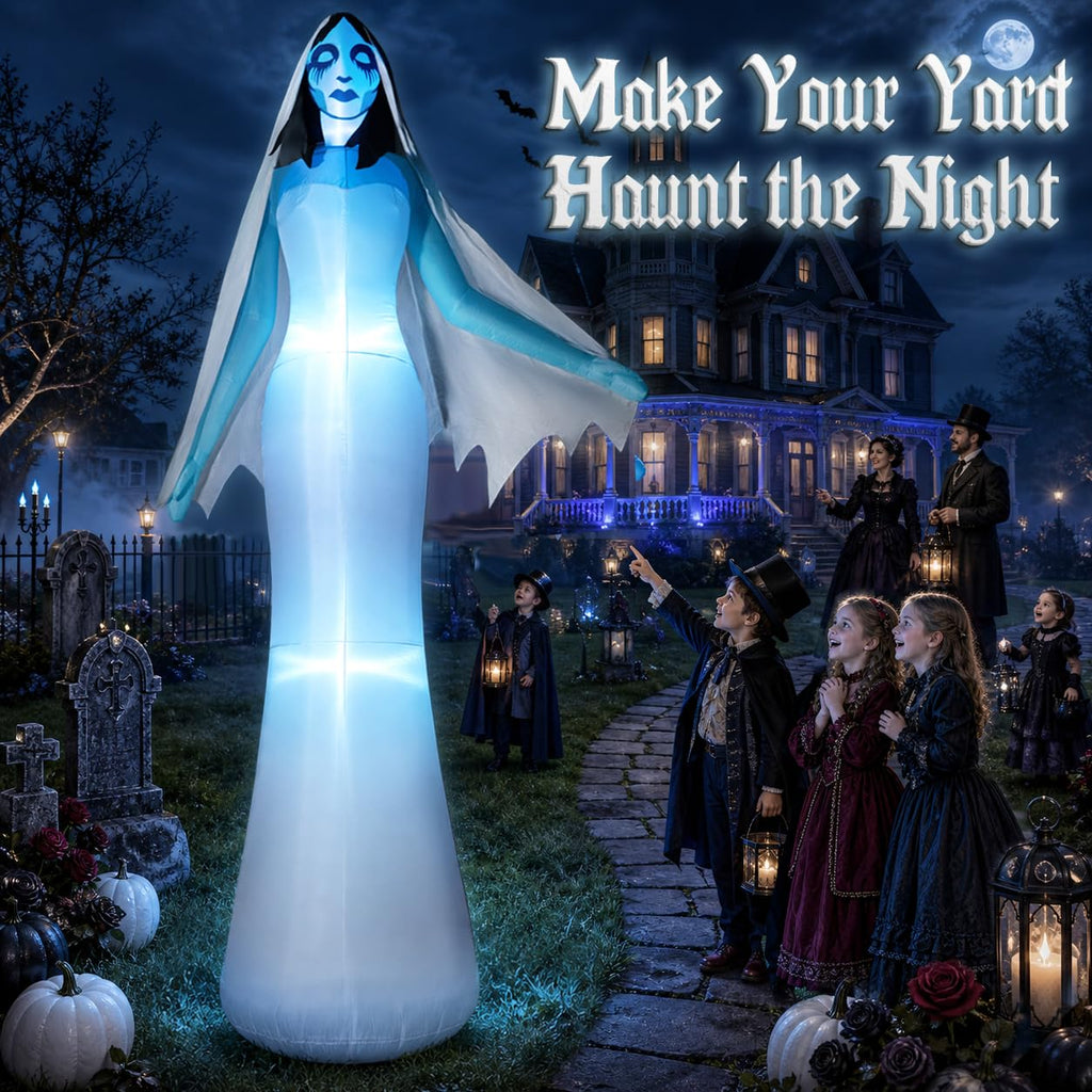 12FT Halloween Inflatable Ghost Bride with Blue LEDs C200
