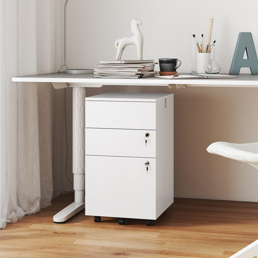 White 3 Drawer File Cabinet with Lock F76004