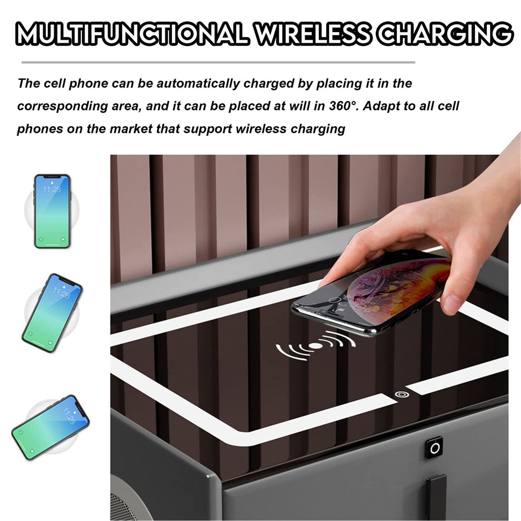 White 3 Drawer Smart Nightstand with Wireless Charging W56204