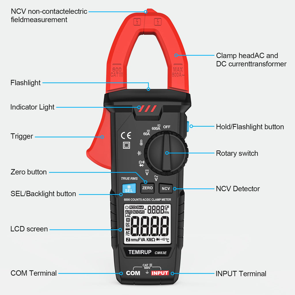 6000 Counts 600A TRMS Digital Clamp Meter D73946