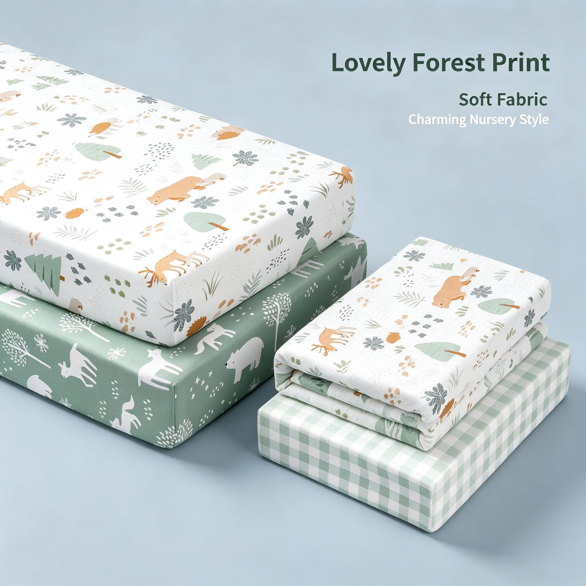 3 Pack Fitted Neutral Baby Crib Sheets B3730