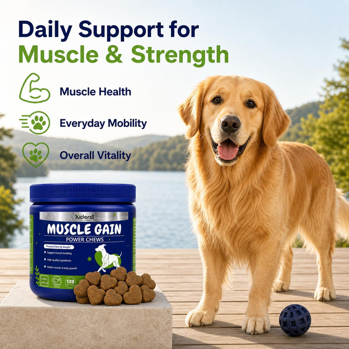 High Protein Muscle Support Soft Chews for Dogs, 120 Count U695944