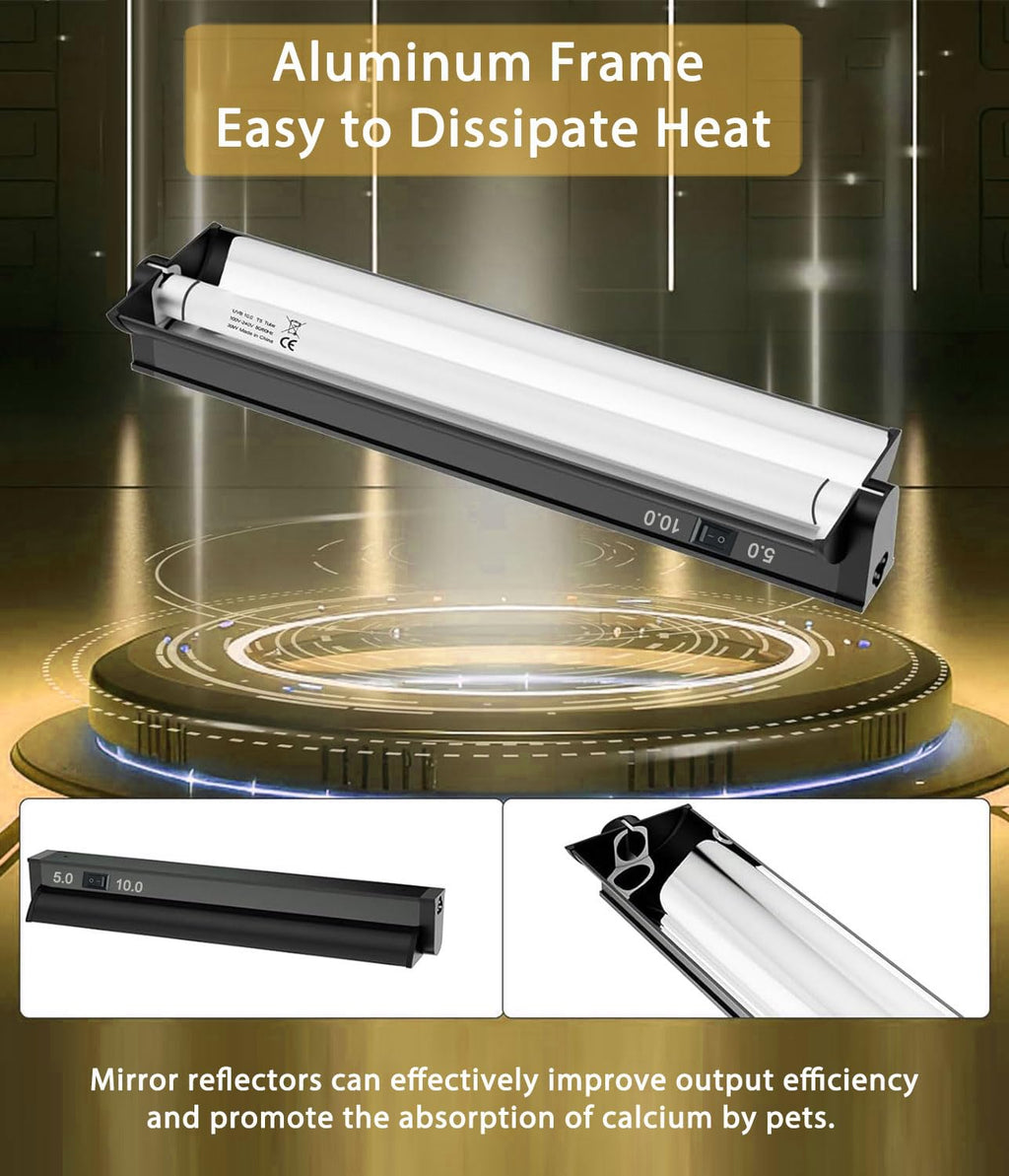 8W 12 Inch Switchable 10.0 & 5.0 UVB Reptile Light Fixture Combo Kit I844498