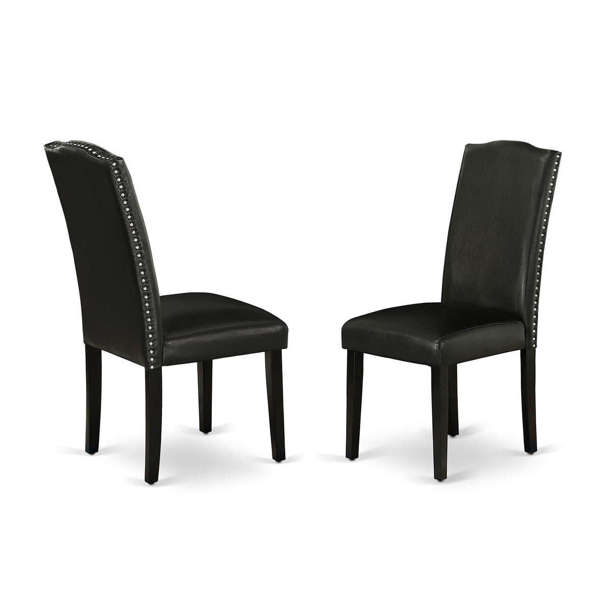 5 Piece Round Dining Table Set with 4 Black Faux Leather Chairs Y741827