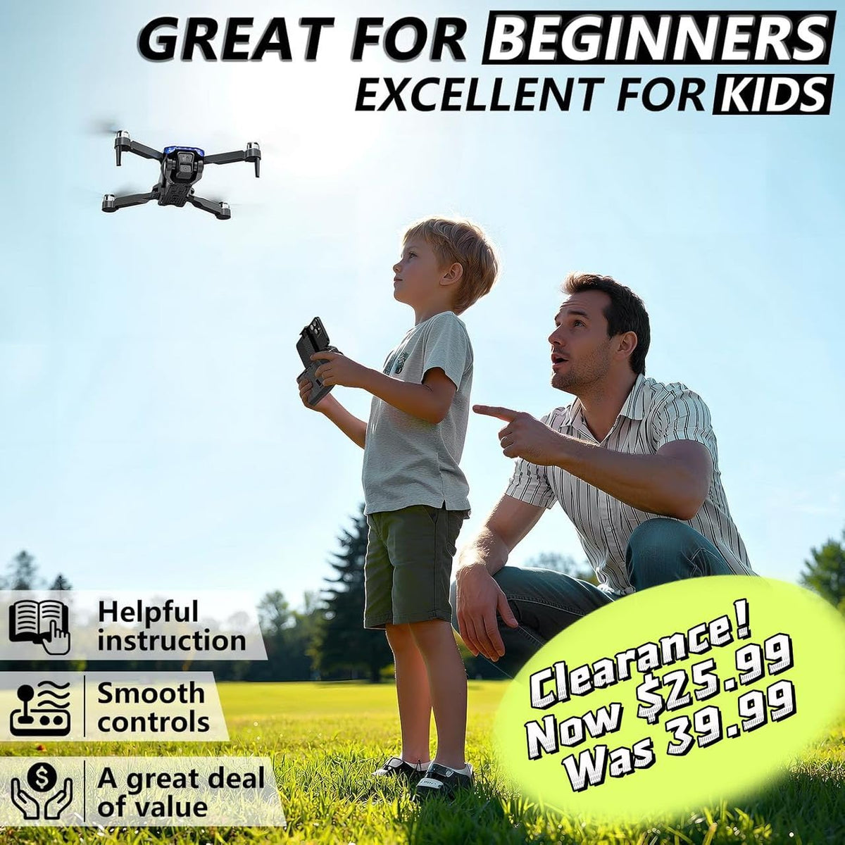 Foldable Mini FPV Drone with 1080P Camera, Carrying Case, 2 Batteries B59732