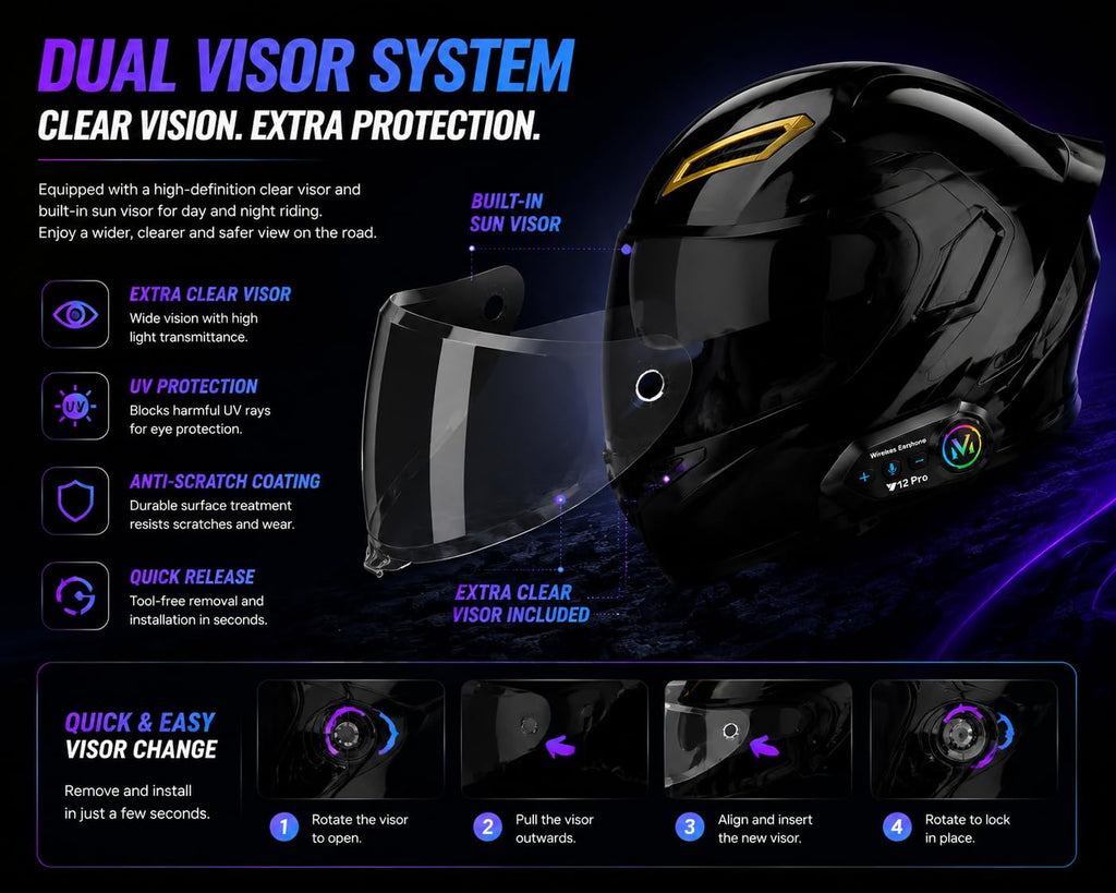 Bluetooth Modular Flip-Up Full Face Motorcycle Helmet D96269
