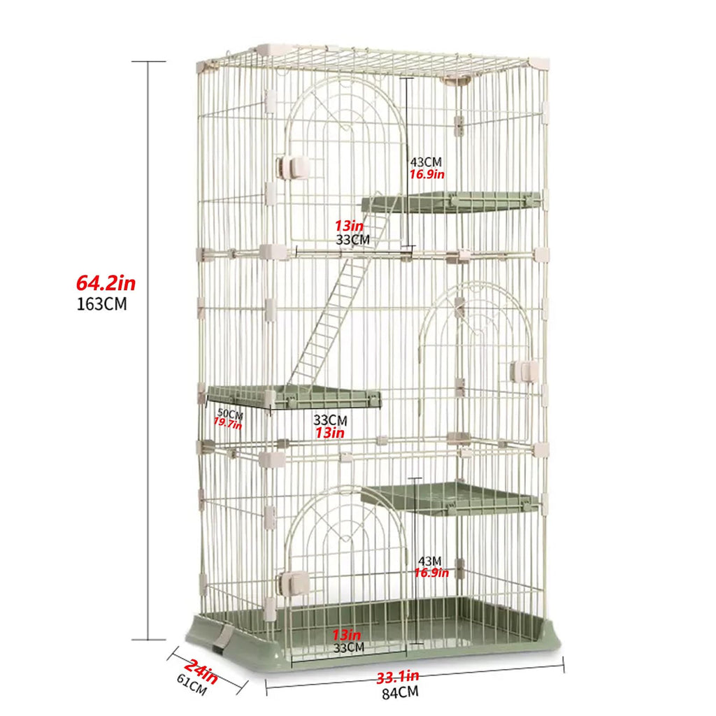 3/4-Tier Wire Cat Cage Playpen Kennel with Hammock L763
