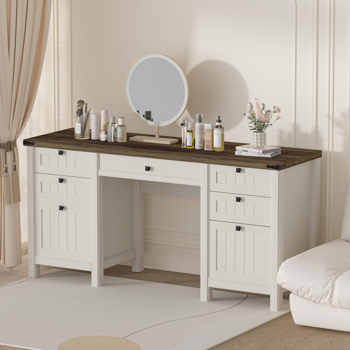 62" Executive Desk with File Drawer & Cabinet L165
