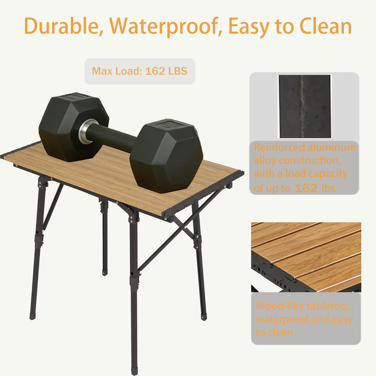 Lightweight Aluminum Alloy Folding Camping Table with Carry Bag E112