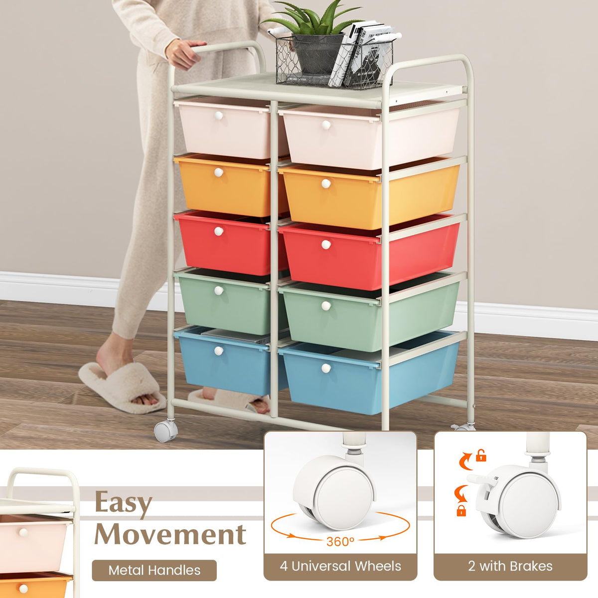 10 Drawers Rolling Storage Cart C923