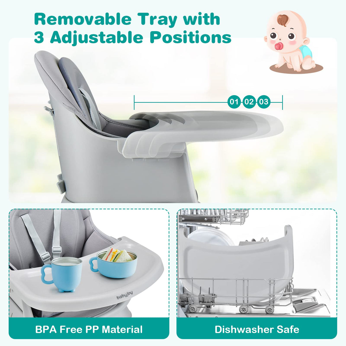8 in 1 Convertible High Chair with Removable Tray M197
