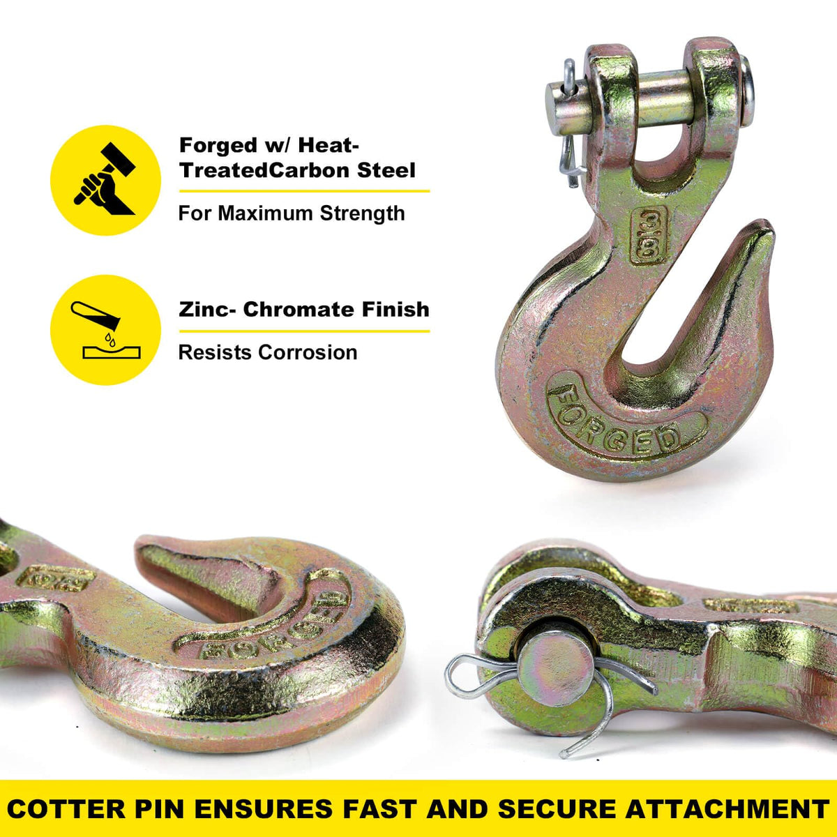 3/8 Heavy Duty Clevis Grab Hook 4 Pack Y433