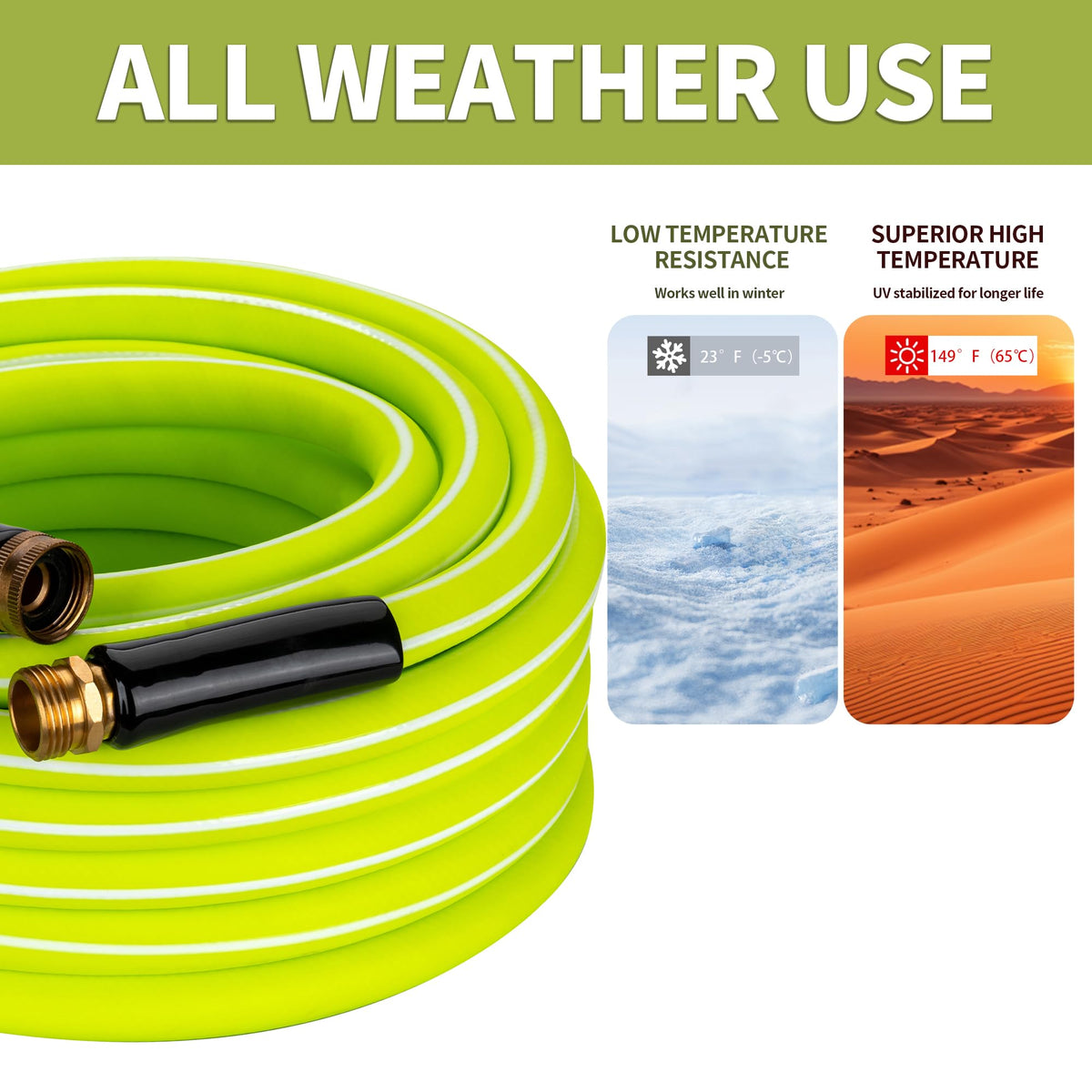 100FT x 5/8" Lightweight Hybrid Rubber Garden Hose J6754