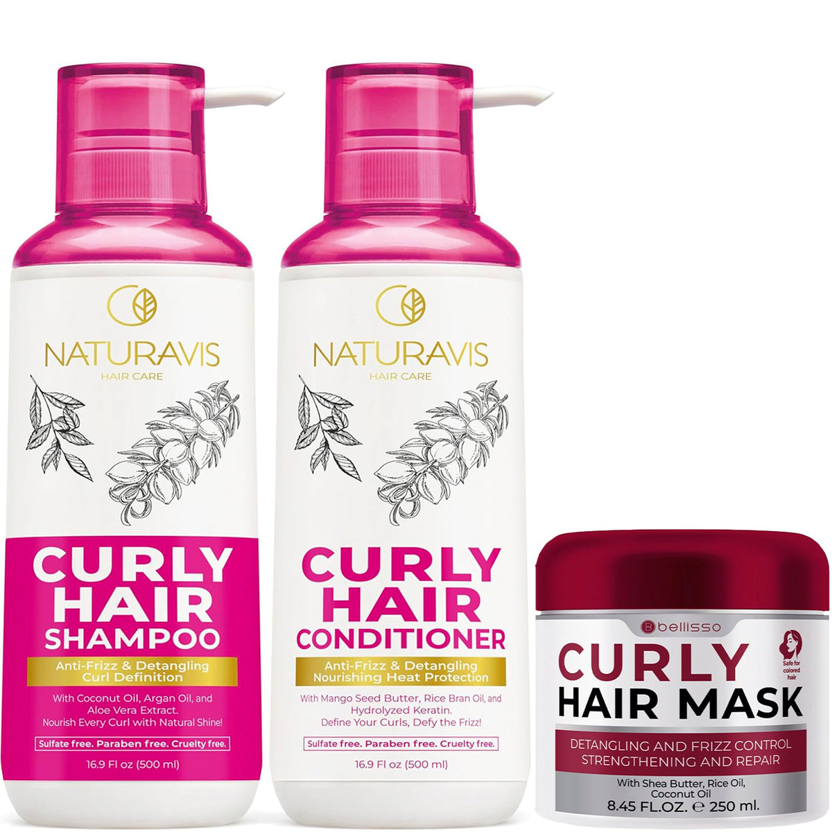 Curly Hair Shampoo and Conditioner Set and Mask U86656