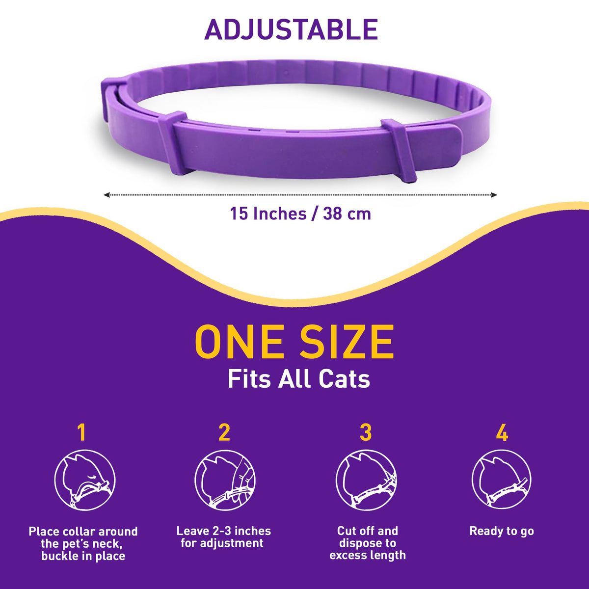 4 Pack Adjustable Water Resistant Calming Collar for Cats U511