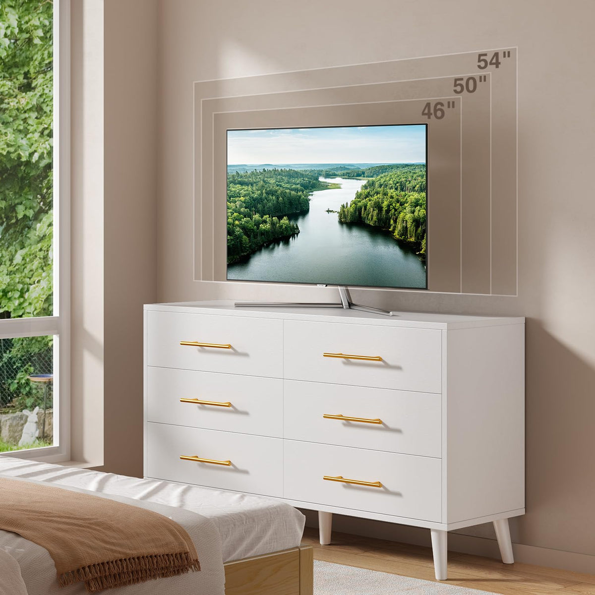 White 6 Drawer Wood Dresser U91371