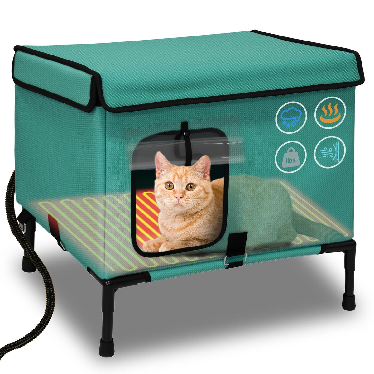 21" Heated Cat House with Heating Pet Pad M82160