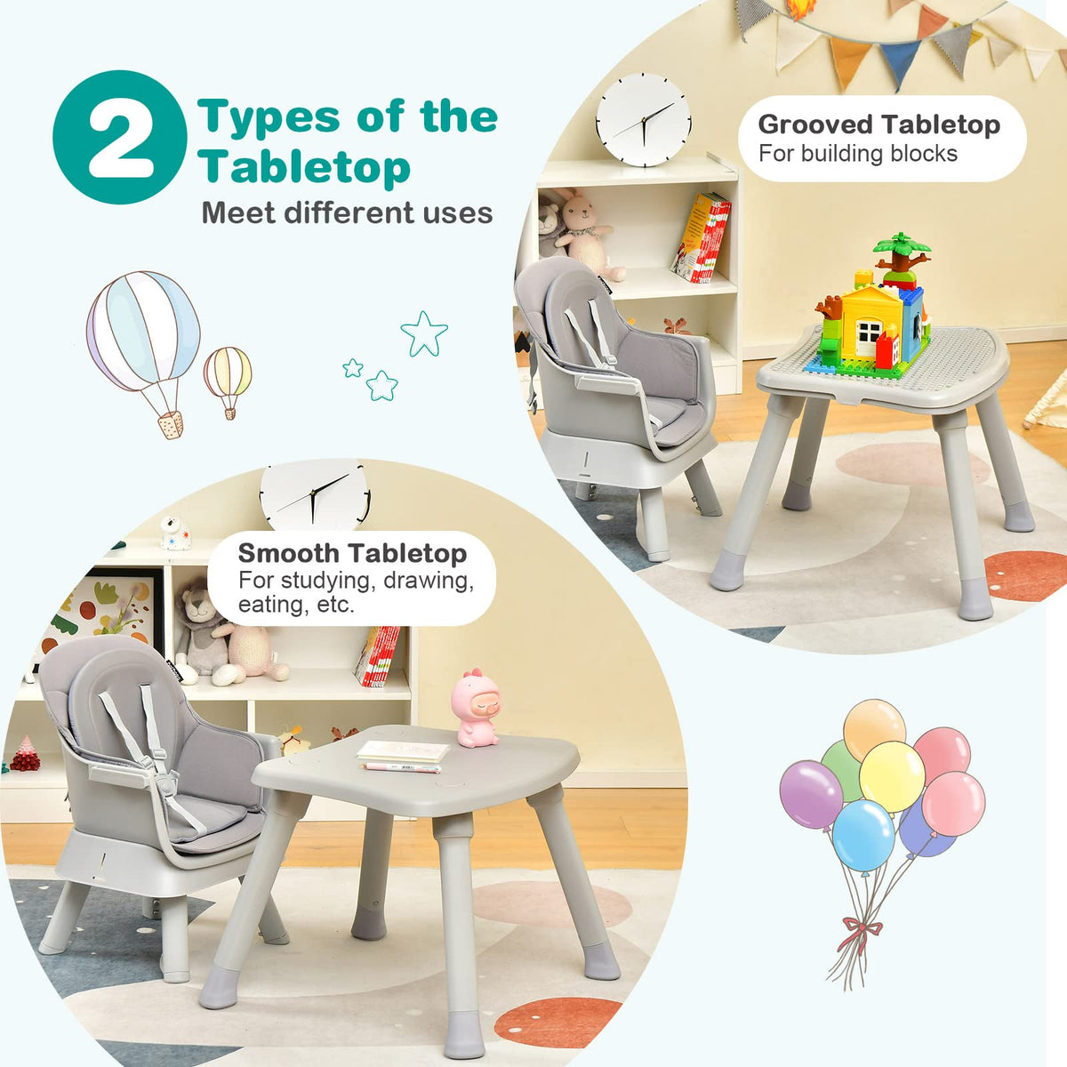 8 in 1 Convertible High Chair with Removable Tray M197