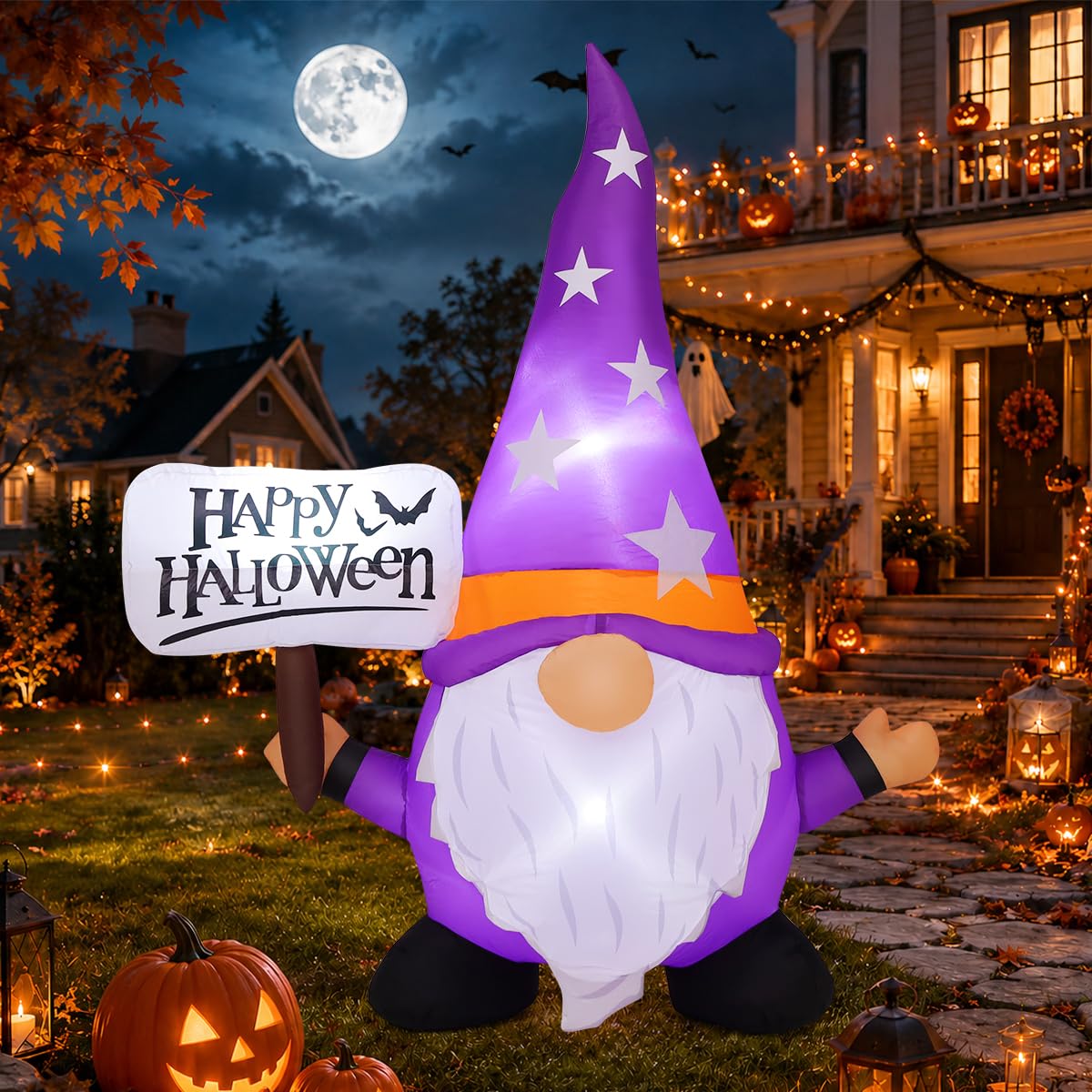 5FT Halloween Inflatable Gnome Yard Decor with LEDs I409354