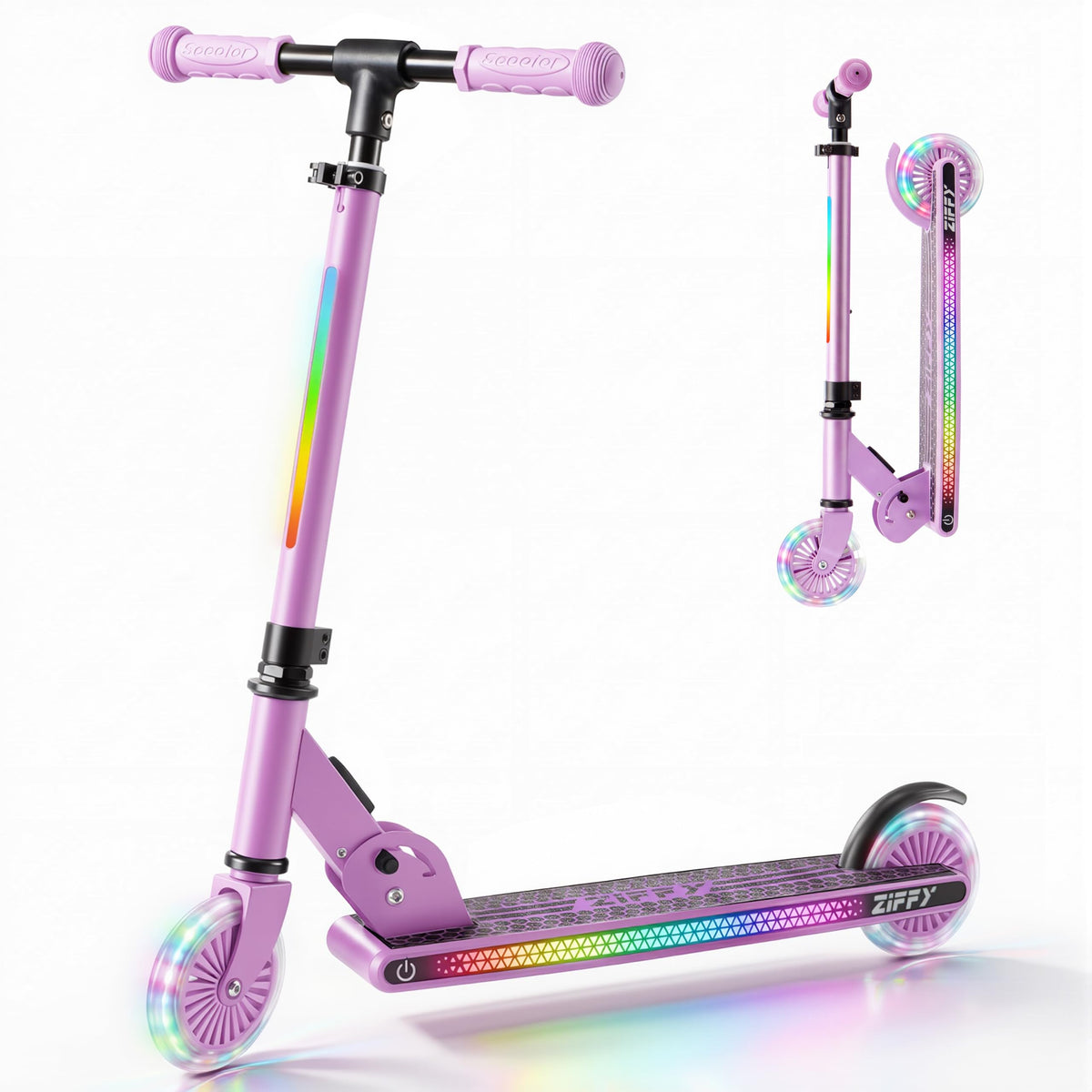 Light Up 2 Wheel Foldable Kids Kick Scooter with Adjustable Height Y29752