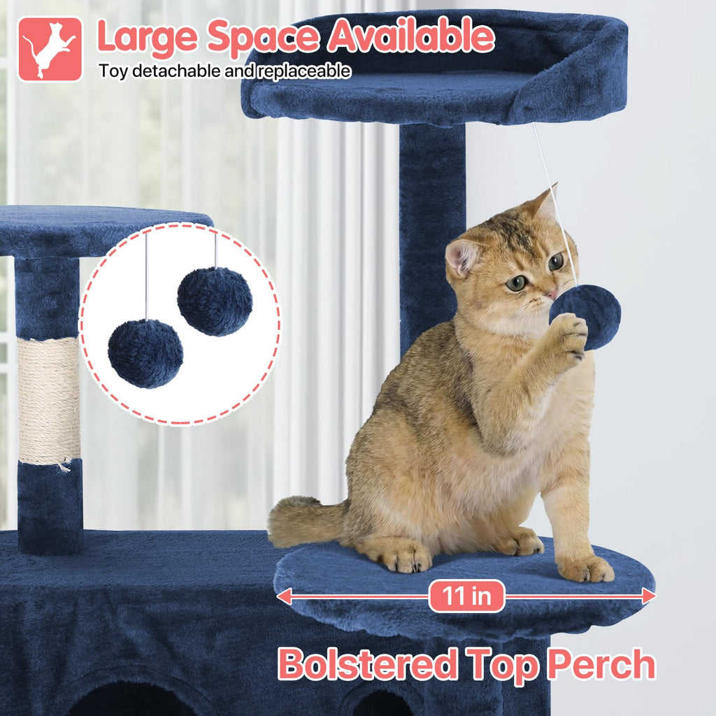 70in Navy Blue Cat Tree with Scratching Post L339713