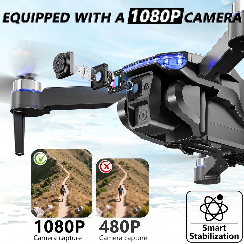 Foldable Mini FPV Drone with 1080P Camera, Carrying Case, 2 Batteries B59732