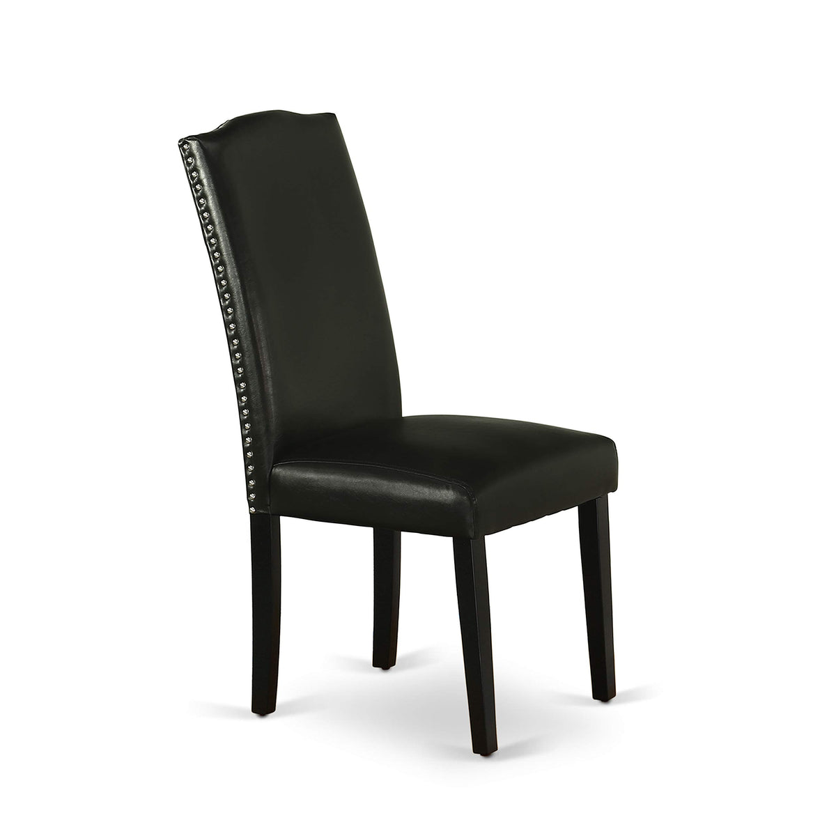 5 Piece Round Dining Table Set with 4 Black Faux Leather Chairs Y741827