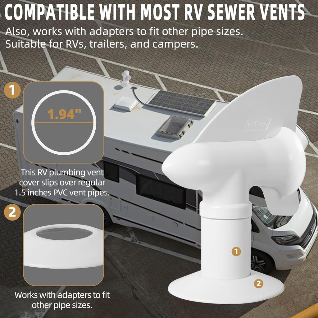 White RV Rotating Sewer Plumbing Vent Cover P813