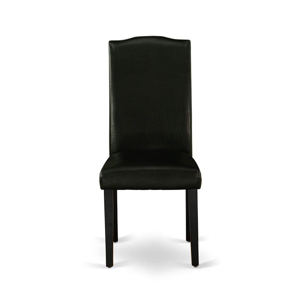 5 Piece Round Dining Table Set with 4 Black Faux Leather Chairs Y741827