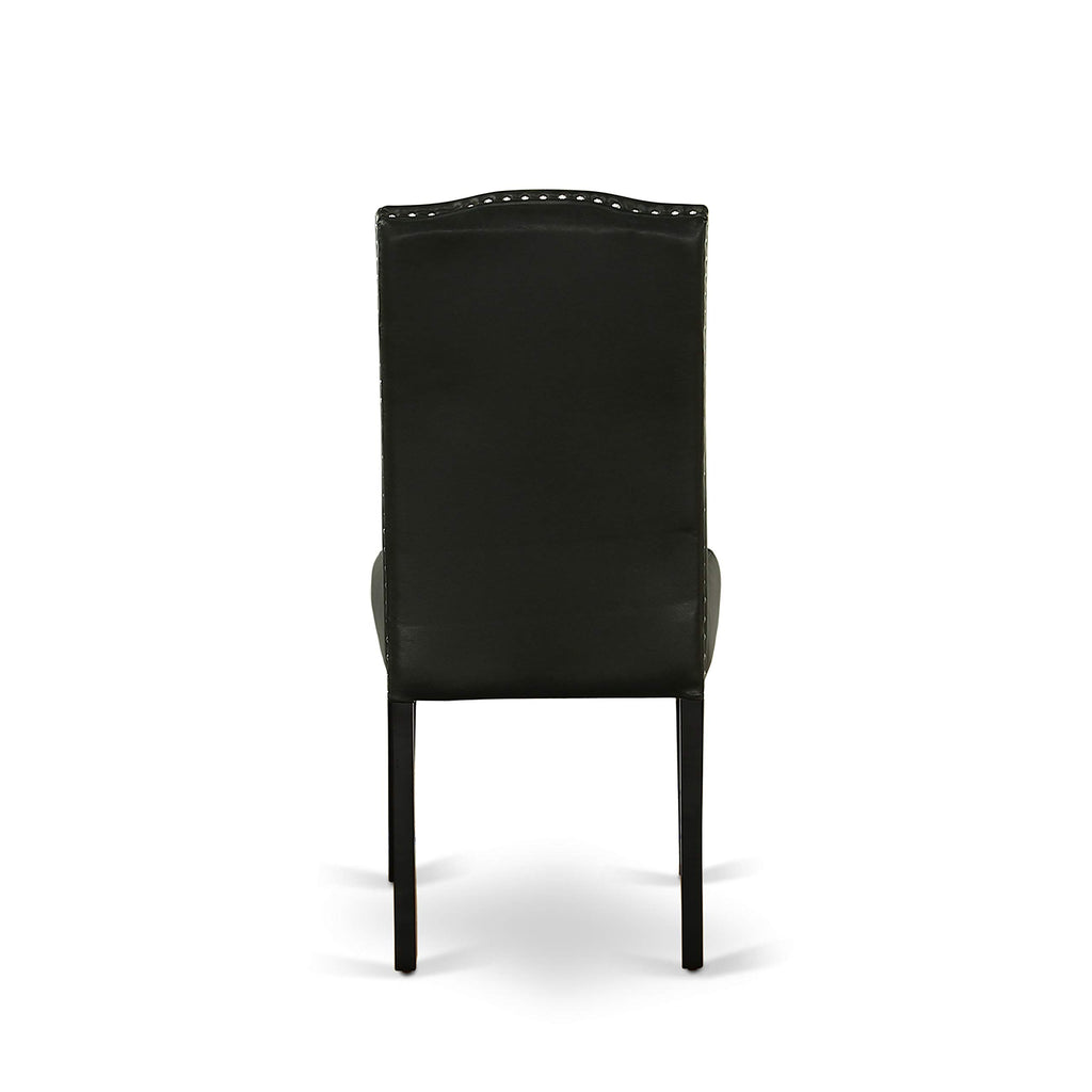 5 Piece Round Dining Table Set with 4 Black Faux Leather Chairs Y741827