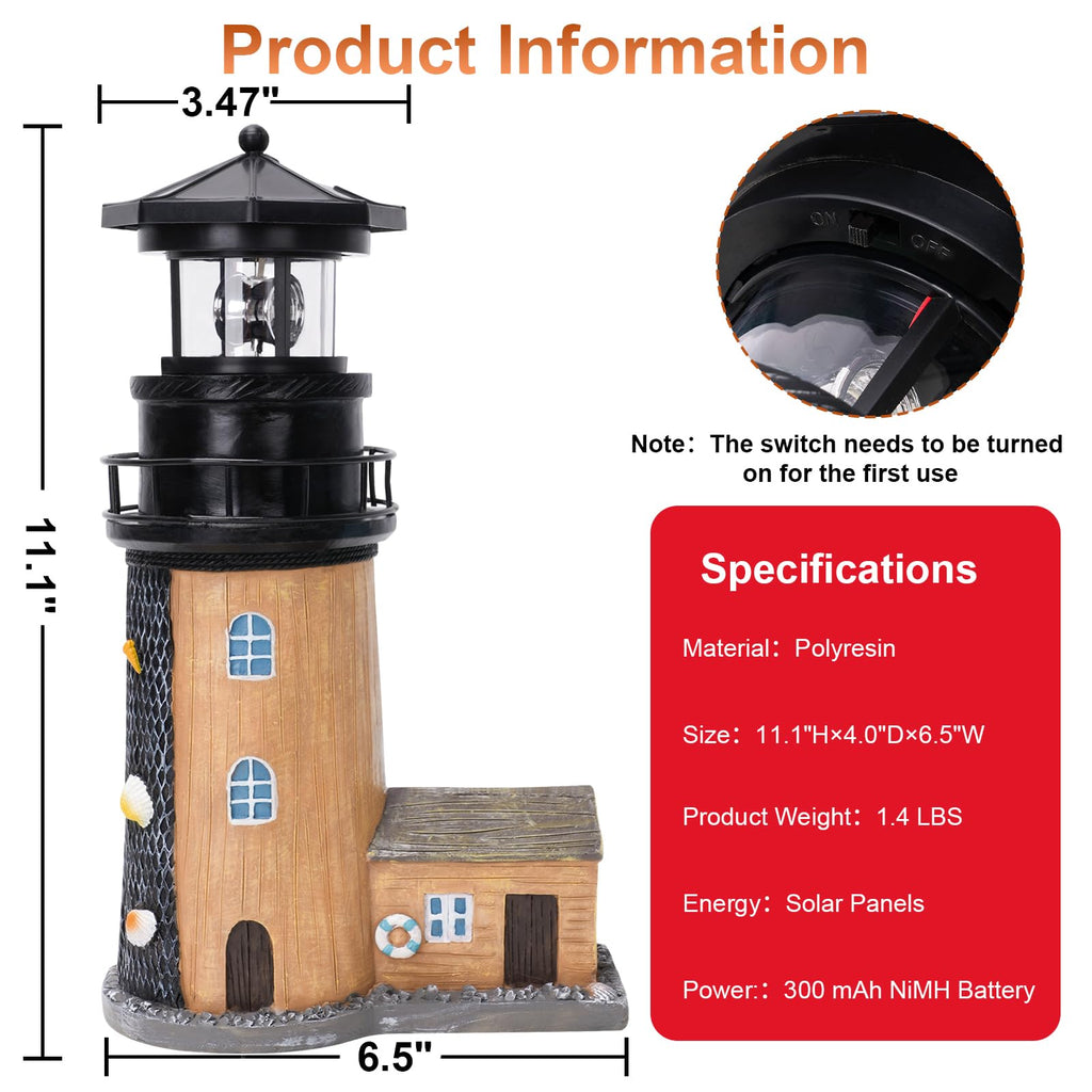Solar Lighthouse with Rotating Beacon J250