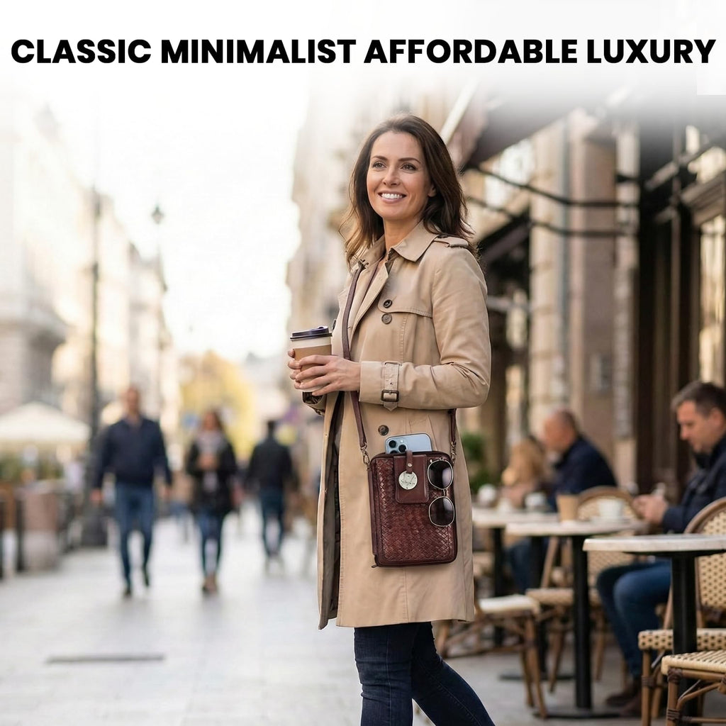 Genuine Leather Small Crossbody Bag with Adjustable Detachable Strap T704