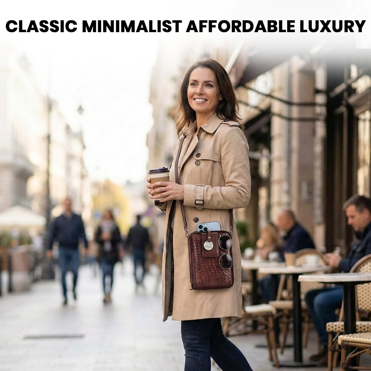 Genuine Leather Small Crossbody Bag with Adjustable Detachable Strap T704