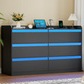 Black Dresser with Power Outlet and LED Lights I674