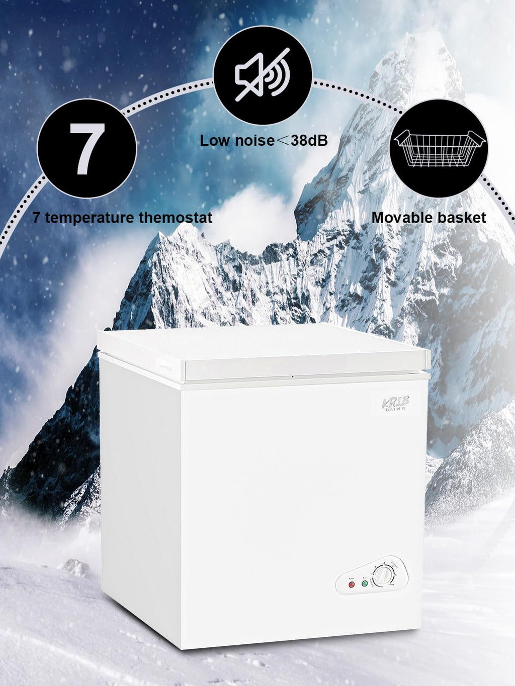 Compact Chest Freezer with Removable Storage Basket, 5.0 cu.ft, White P460318