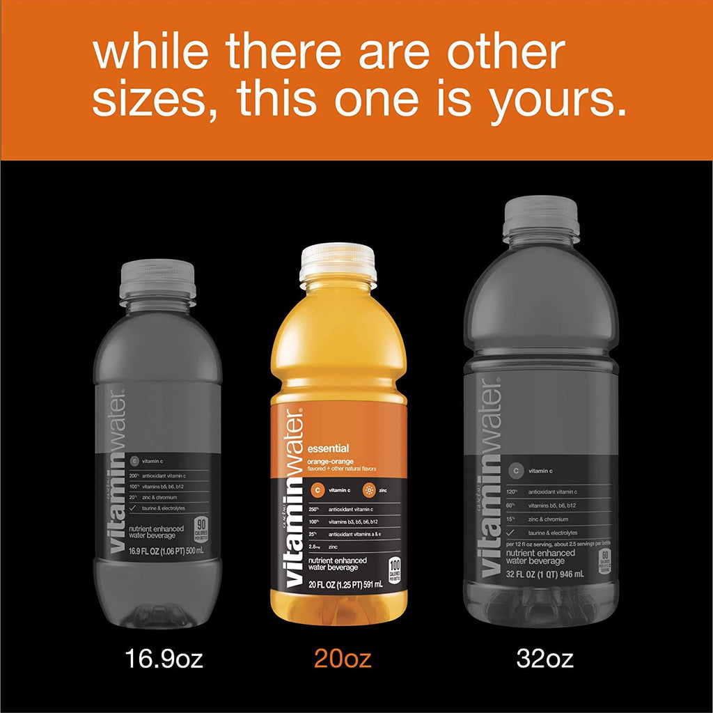 Orange Electrolyte Enhanced Bottled Water with Vitamins, 20-Ounce (Pack of 6) E143179