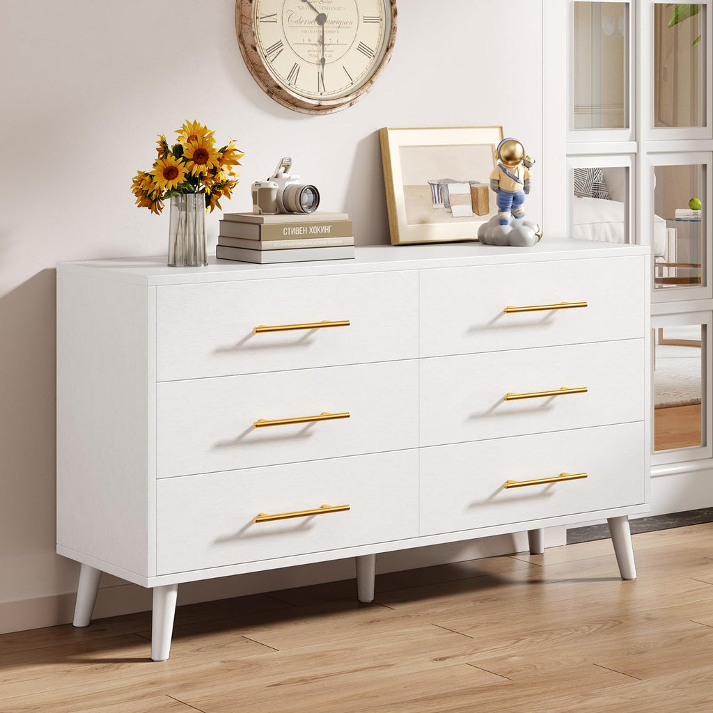 White 6 Drawer Wood Dresser U91371