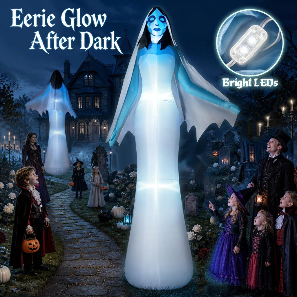 12FT Halloween Inflatable Ghost Bride with Blue LEDs C200