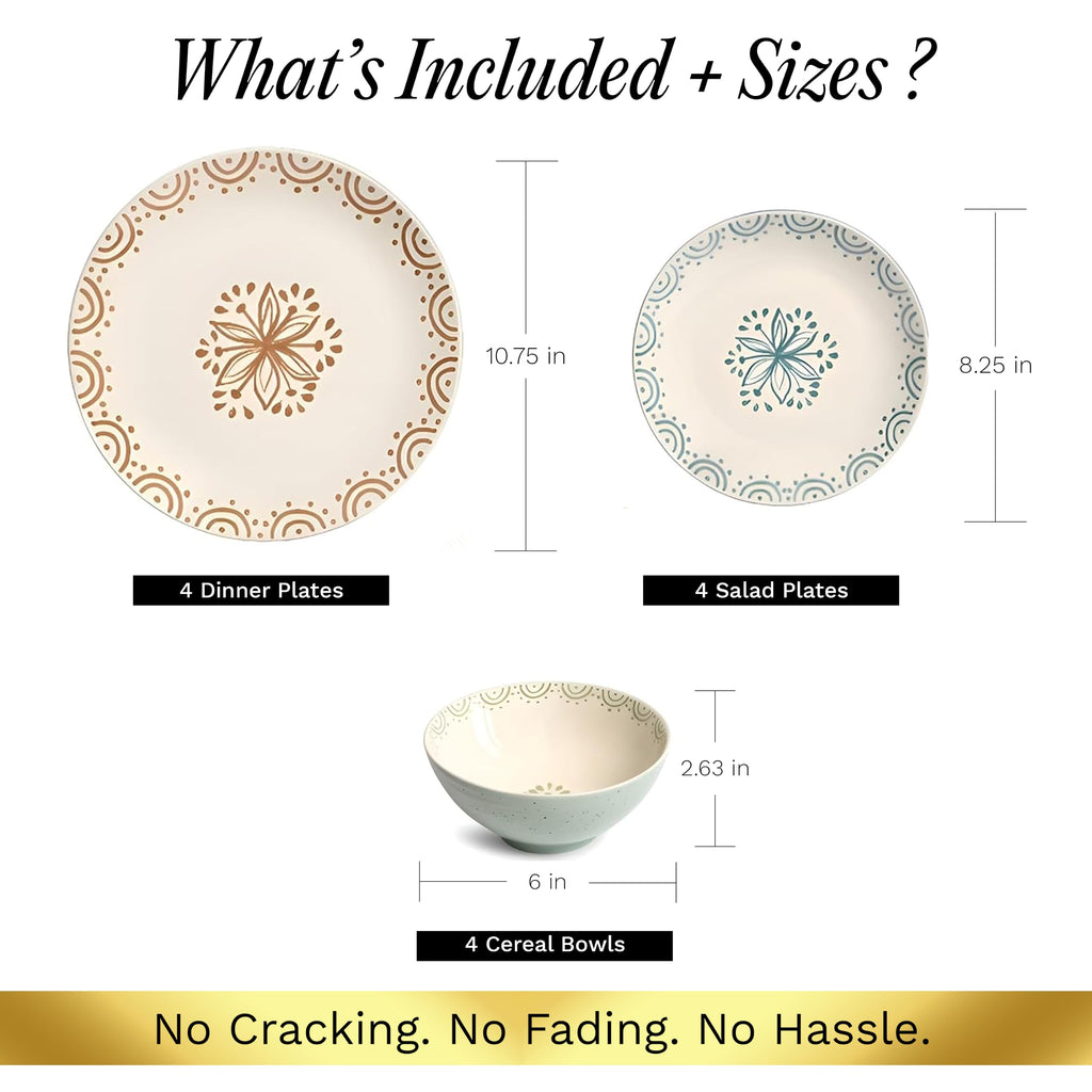 12-Piece Speckled Stoneware Dinnerware Set for 4 L20565