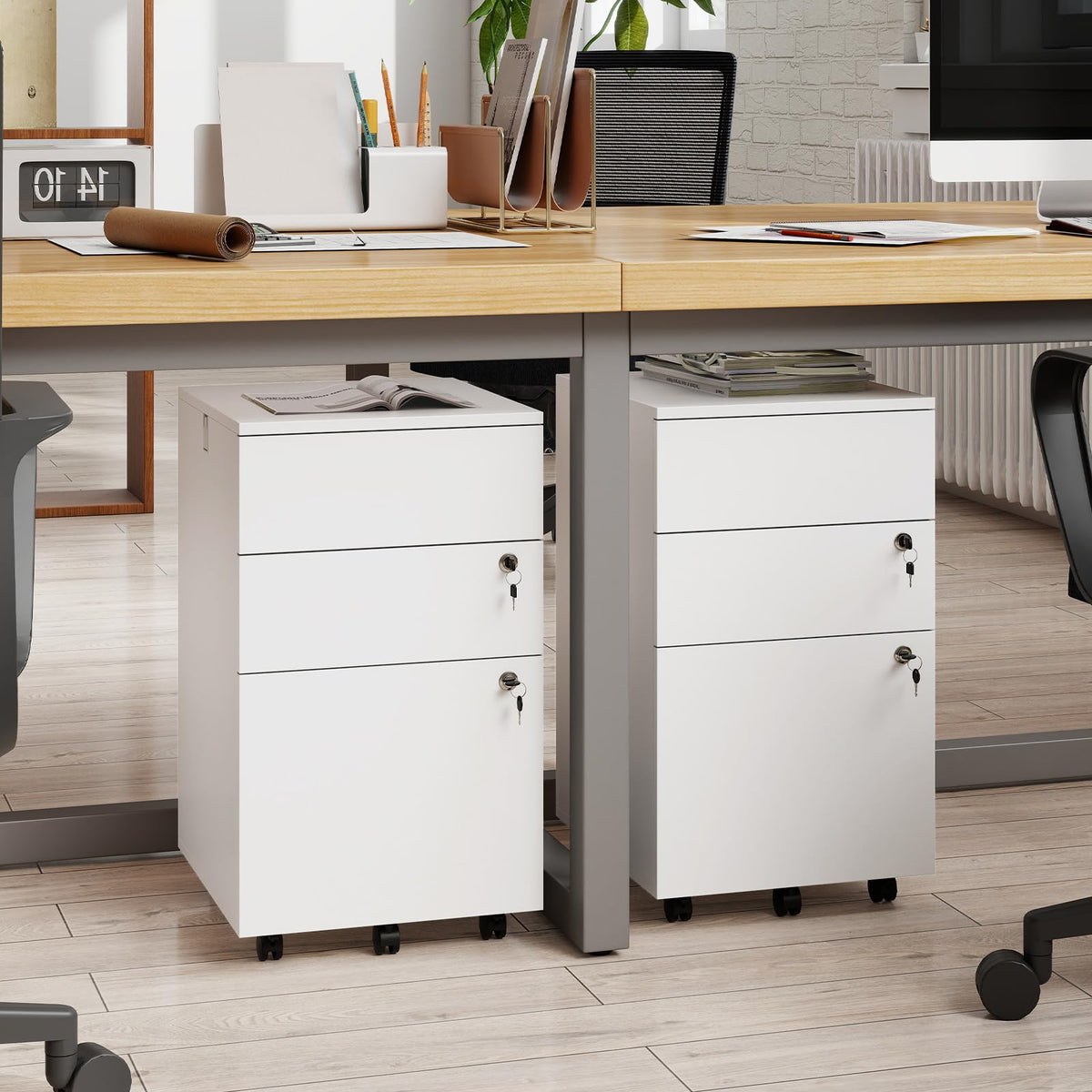 White 3 Drawer File Cabinet with Lock F76004