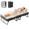 Foldable Single Bed with 5" Memory Foam Mattress and Wheels O96149