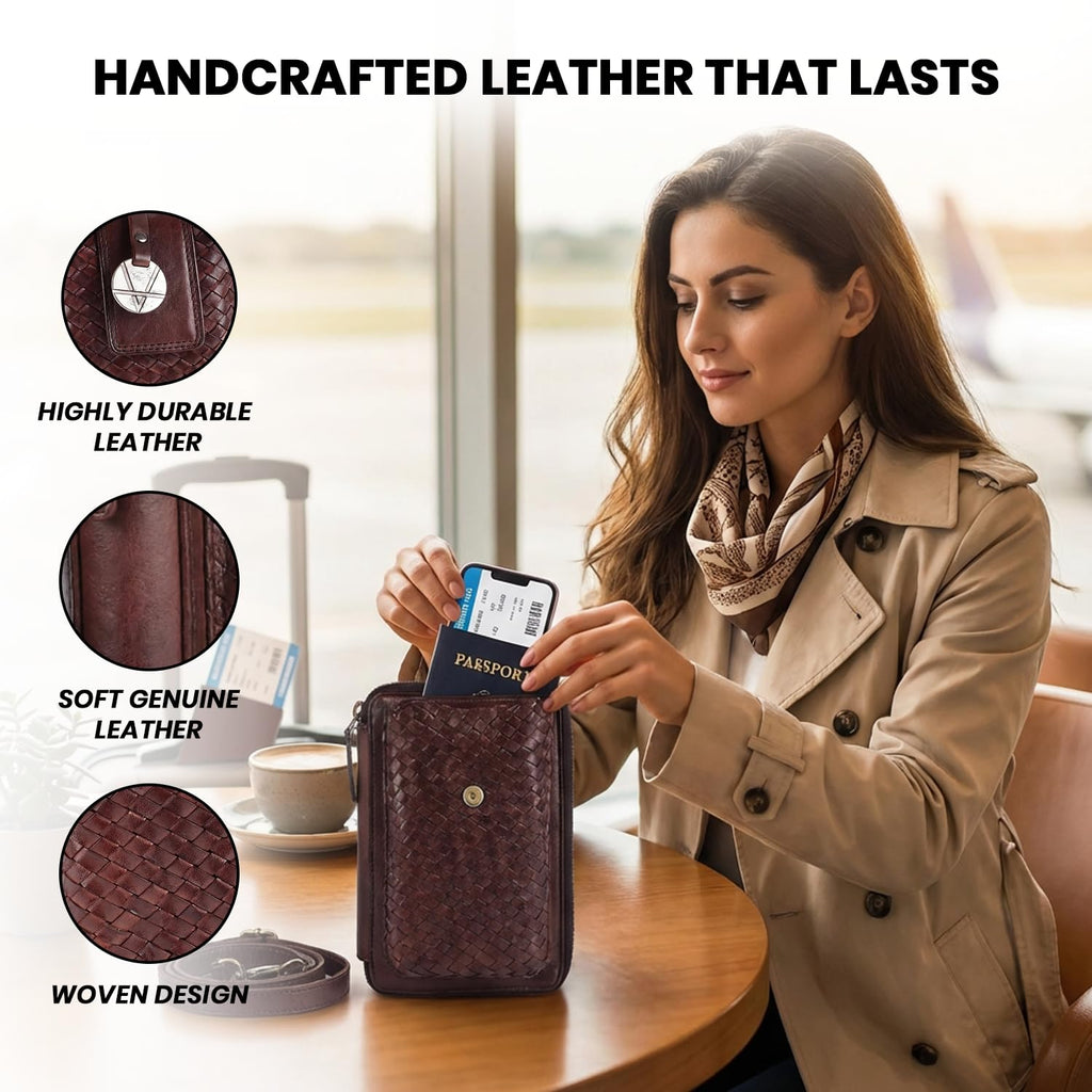 Genuine Leather Small Crossbody Bag with Adjustable Detachable Strap T704