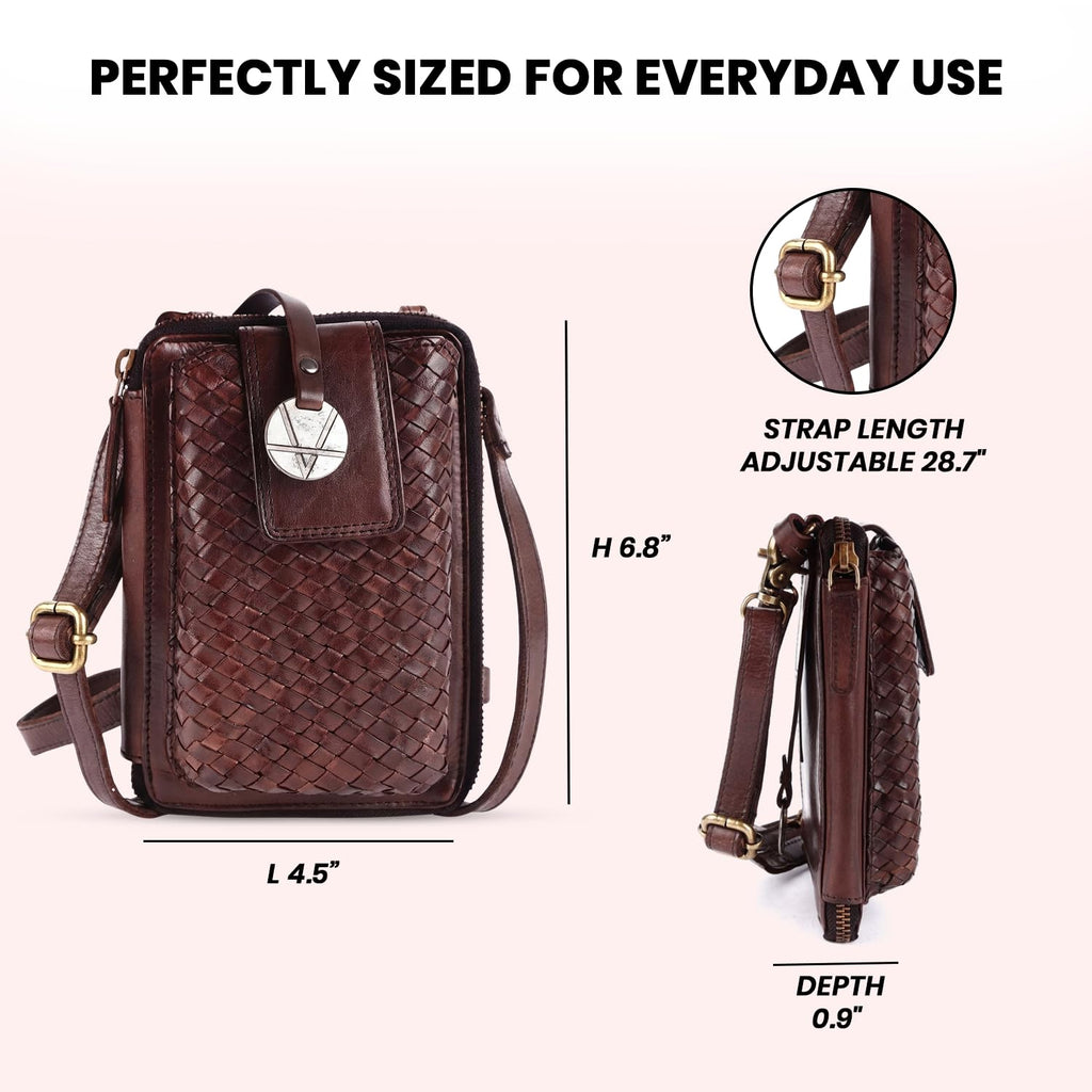 Genuine Leather Small Crossbody Bag with Adjustable Detachable Strap T704
