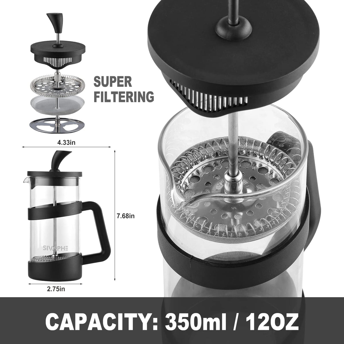 Small 12oz French Press Coffee Maker I5327