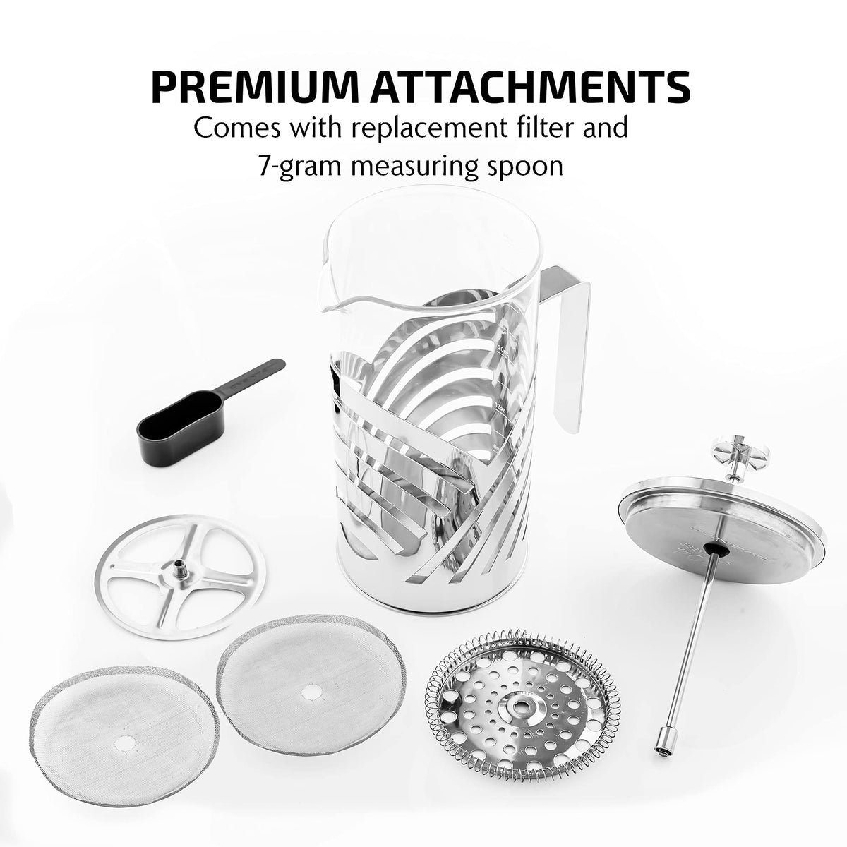 French Press Coffee Maker 34oz with 4 Filters X19989