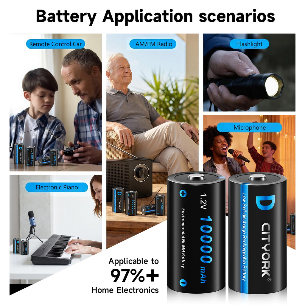 4 Pack Rechargeable D Batteries with Charger M7470