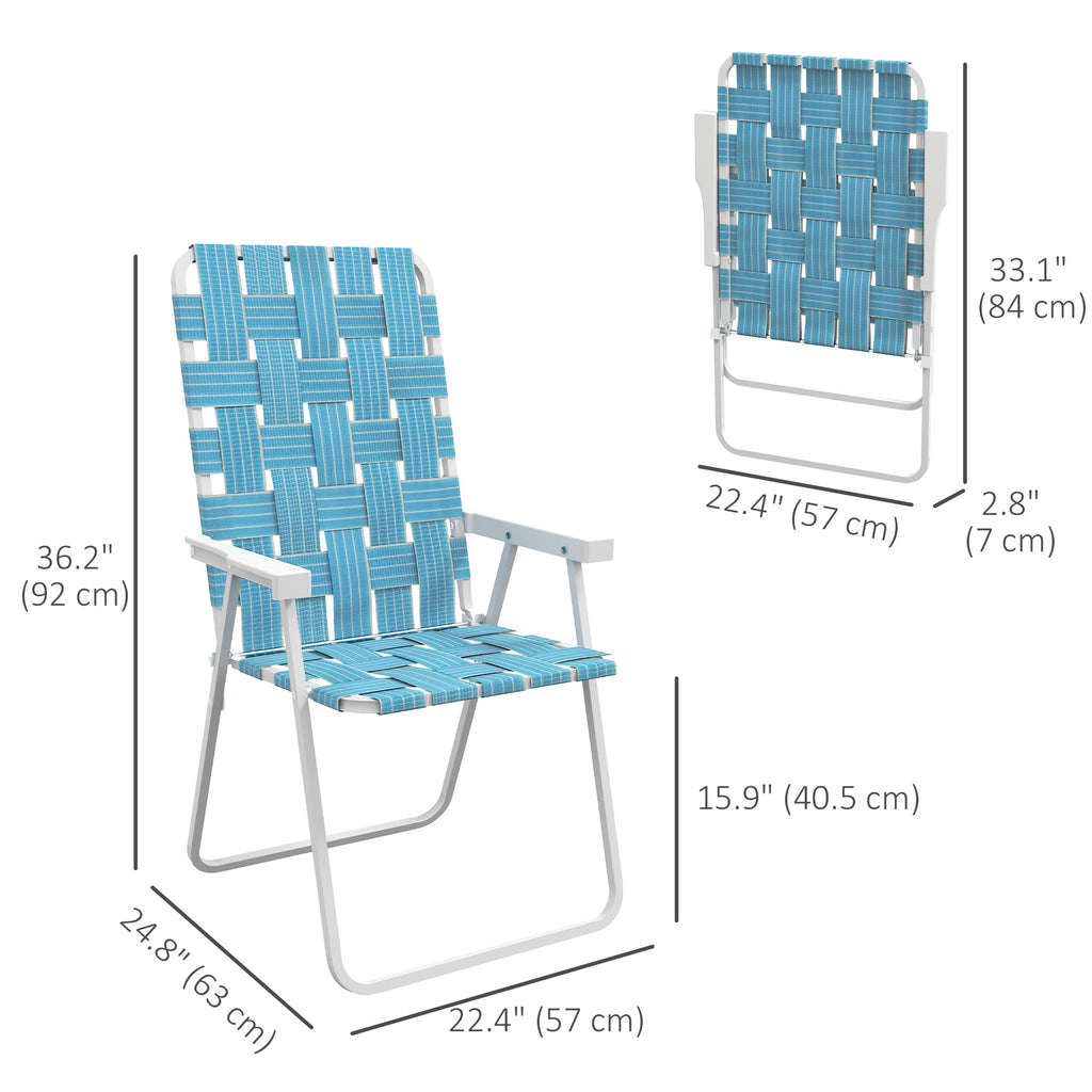 Set of 2 Blue Patio Folding Chairs F63440