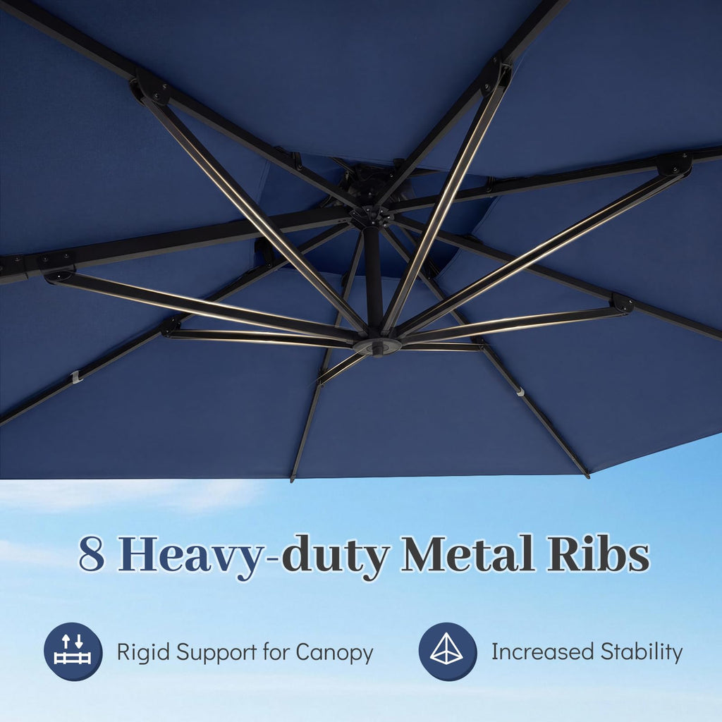 10 FT Navy Blue Cantilever Patio Umbrella R231310